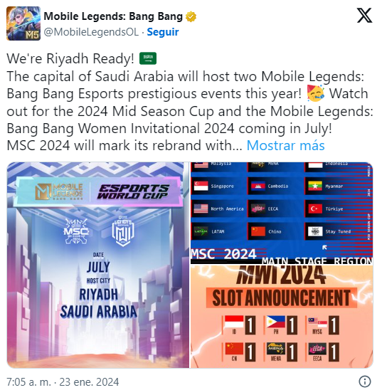 Mobile Legends: Bang Bang será la primera competencia de Copa Mundial de eSports
