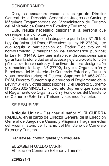 Perú: Oficializan a Yuri Guerra como Director General de la DGJCMT