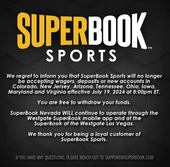 SuperBook Sports cierra en ocho estados de EE. UU.